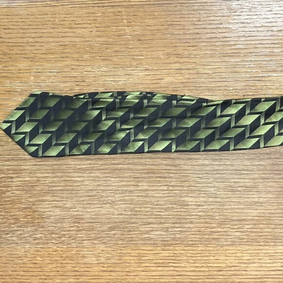 Arrow green black silk tie - Picture 1 of 2